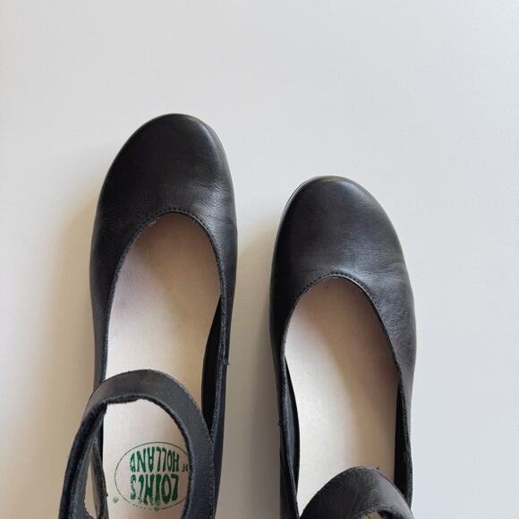 Loints of Holland Black Leather Urban Sydney Ballerina Wedge Flats Size 38/8 - Picture 3 of 10